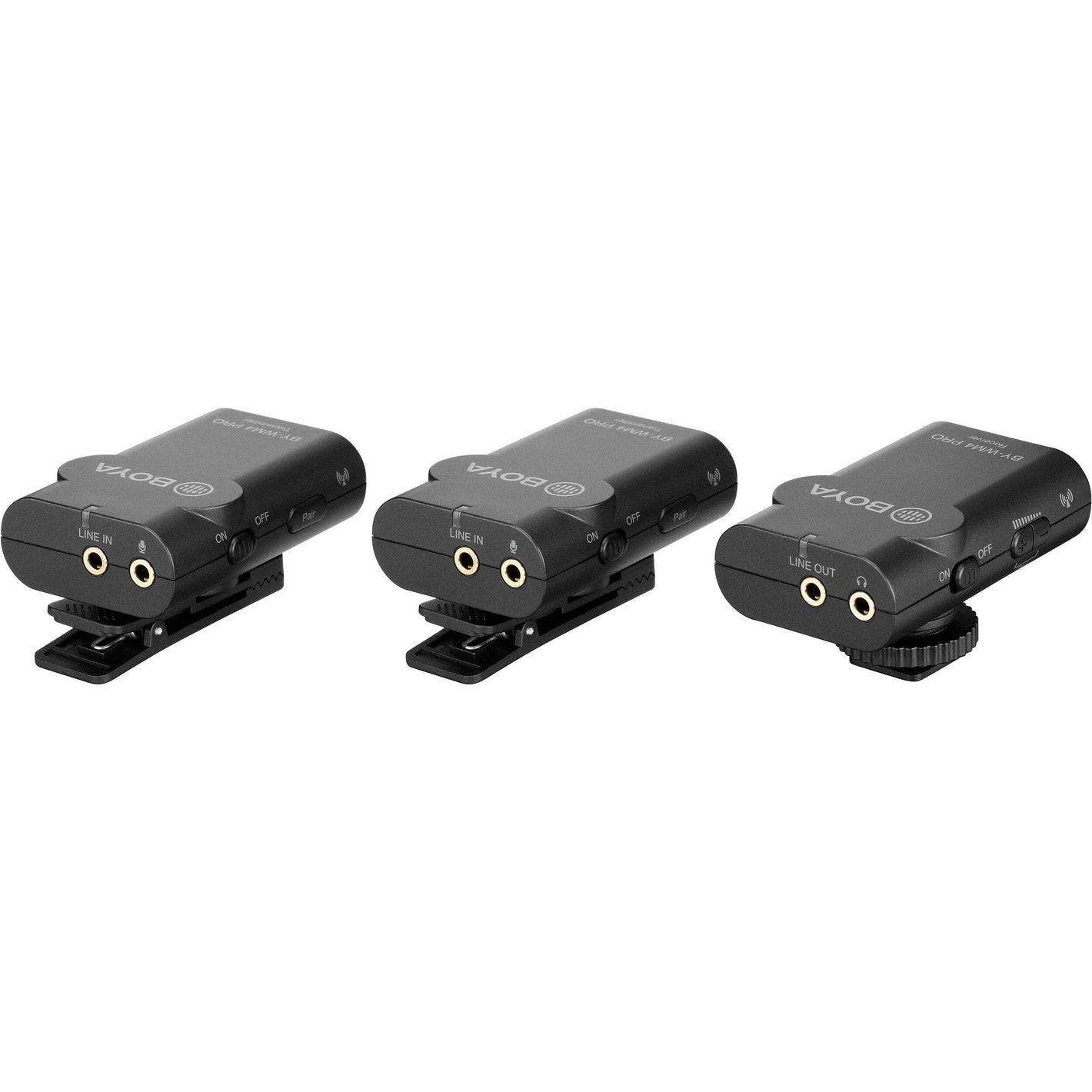 BOYA BY-WM4 PRO-K2 dual wireless lavalier kit with 2 mics and 2 bodypack transmitters

