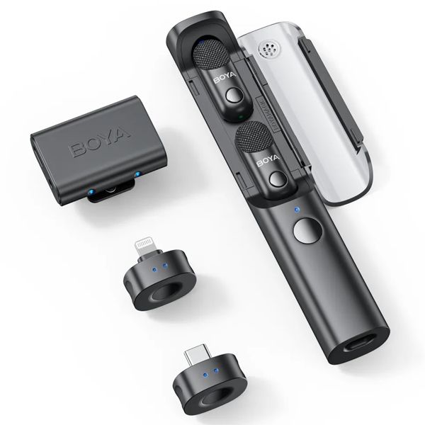 BOYA Magic-02 Wireless AI Microphone Kit with transmitters and receivers