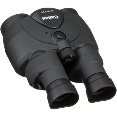 Canon 10x30 IS II binoculars with Image Stabilisation, compact design, vivid optics, and rubberised grip for bird watching, travel, and sports viewing.