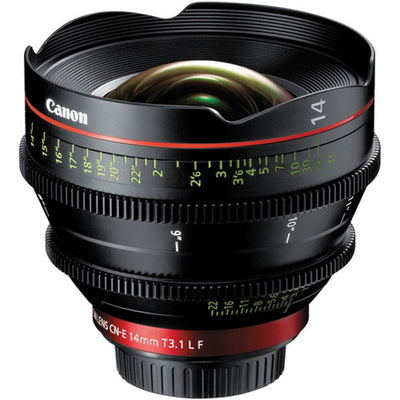 Canon CN-E 14mm T3.1 L F Cine Lens (EF Mount) – wide-angle cine prime with full-frame coverage and robust cine housing.