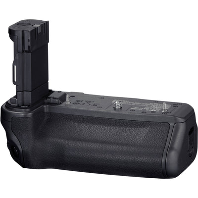 Black camera battery grip on a white background