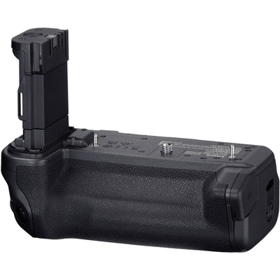 Canon BG-R20EP Battery Grip for EOS R5 II/R5/R6 II/R6, holds up to two LP-E6 series batteries for extended shooting, features 2.5G Base-T Ethernet port for high-speed data transfer, improved ergonomics for vertical shooting, dust and drip-resistant design, and supports in-camera USB recharging.