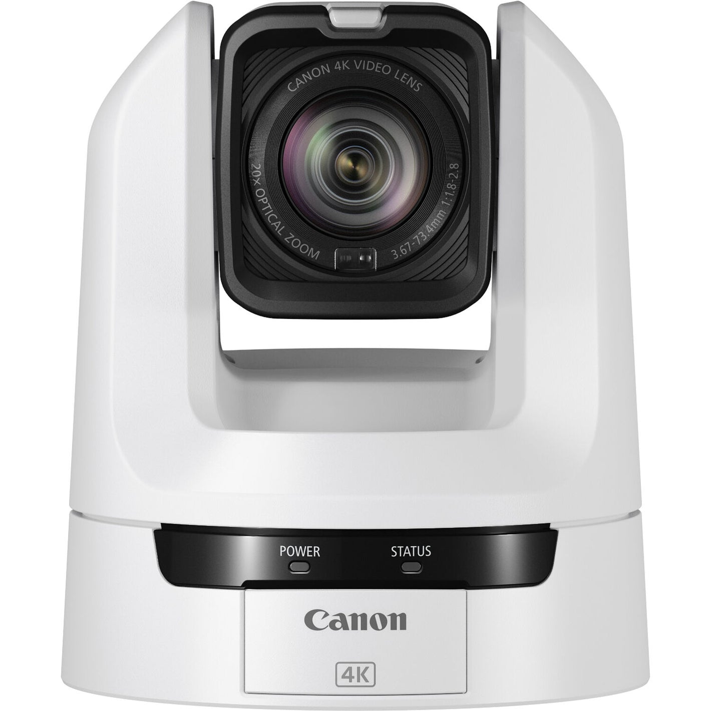 Canon CR-N300 4K NDI PTZ Camera (Titanium White) features an 8.29MP 1/2.3" CMOS sensor with DIGIC DV6 processor, UHD 4K30 and Full HD 1080p60 video capture, 20x optical zoom with optical image stabilisation, and Hybrid AF for fast and accurate focus. It supports multiple video outputs including HDMI, 3G-SDI, USB-C, and IP streaming with built-in NDI|HX and RTMP protocols. The camera offers smooth pan/tilt control, multiple scene modes, webcam capability via USB, and comprehensive remote control options (IP,