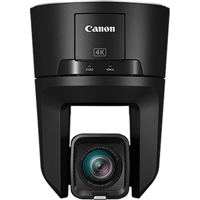 Canon CR-N500 Professional 4K NDI PTZ Camera features a 1" CMOS sensor, 15x optical zoom with image stabilization, Dual Pixel AF, UHD 4K30 and Full HD 1080p60 video, built-in ND filters, multiple video outputs including HDMI and IP, and supports RTMP streaming and remote controls.