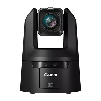 Canon CR-N500 Professional 4K NDI PTZ Camera features a 1" CMOS sensor, 15x optical zoom with image stabilization, Dual Pixel AF, UHD 4K30 and Full HD 1080p60 video, built-in ND filters, multiple video outputs including HDMI and IP, and supports RTMP streaming and remote controls.