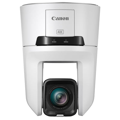 Canon CR-N700 4K PTZ Camera (Titanium White): 1" CMOS sensor, 15x optical zoom, 30x digital zoom, UHD 4K60 video, Dual-Pixel AF, HDR, built-in ND filters, smooth pan/tilt, supports NDI and RTMP streaming.