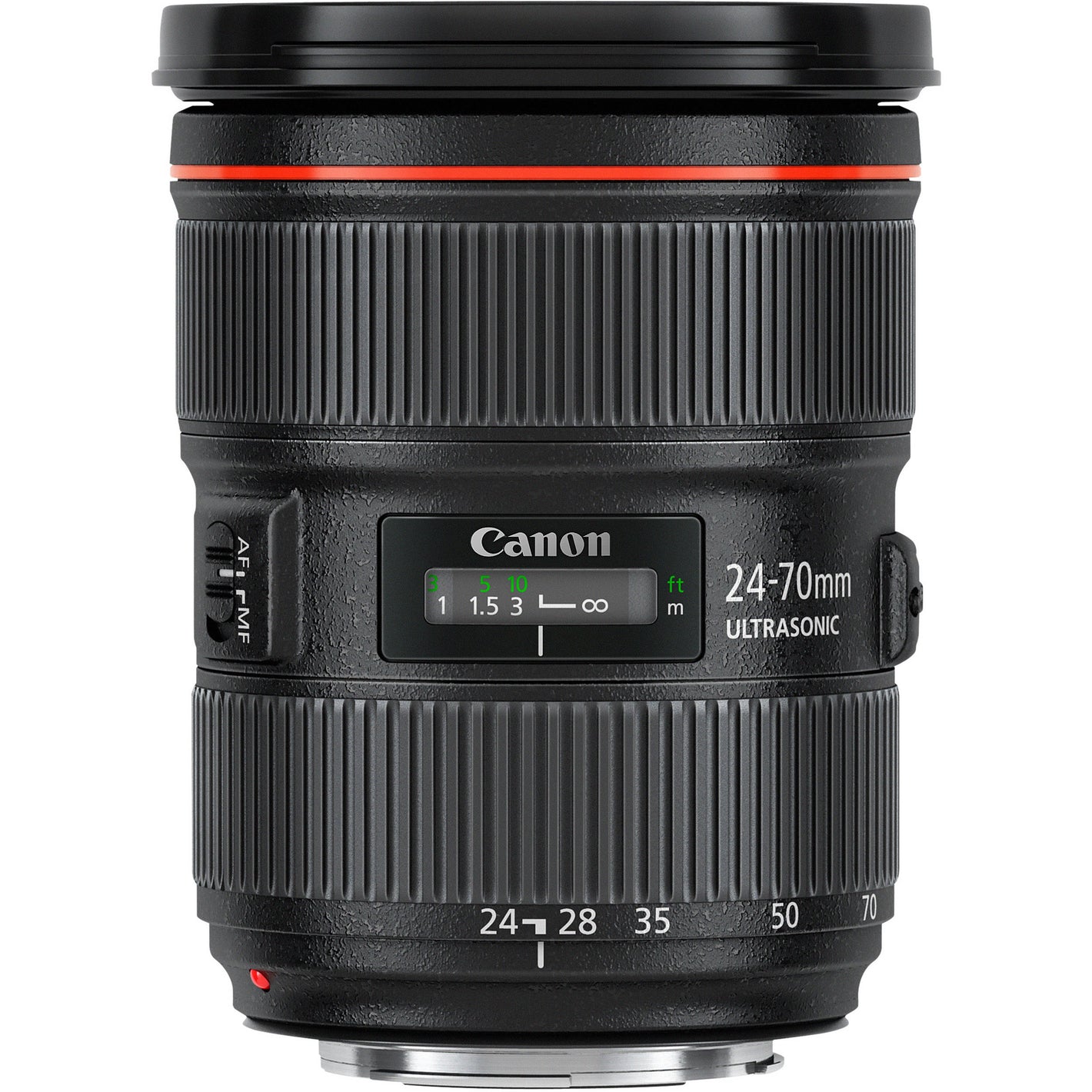Professional L-series Canon 24-70mm f2.8L USM II DSLR lens isolated