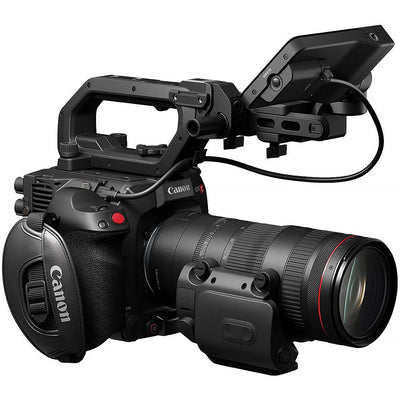 Canon EOS C400 Cinema Camera: 6K full-frame BSI sensor, triple base ISO, 16 stops dynamic range, RF mount, Dual Pixel CMOS AF II, 4K 120p video, cinema RAW Light recording, advanced autofocus and tracking.