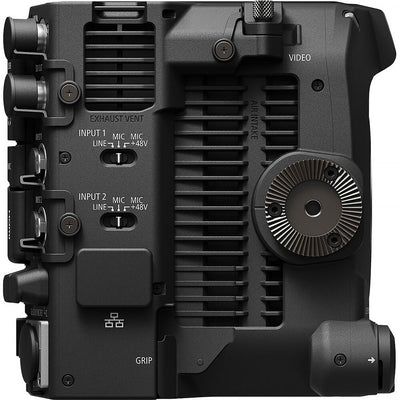 Canon EOS C400 Cinema Camera: 6K full-frame BSI sensor, triple base ISO, 16 stops dynamic range, RF mount, Dual Pixel CMOS AF II, 4K 120p video, cinema RAW Light recording, advanced autofocus and tracking.