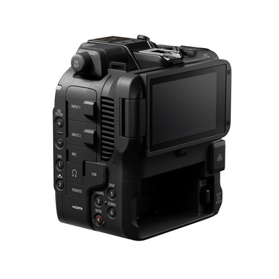 Canon EOS C80 Cinema Camera: 6K full-frame stacked BSI sensor, 16 stops dynamic range, triple base ISO, Dual Pixel CMOS AF II with face and animal tracking, 12-bit Cinema RAW Light recording, RF mount, HDR, Wi-Fi, and Ethernet connectivity.