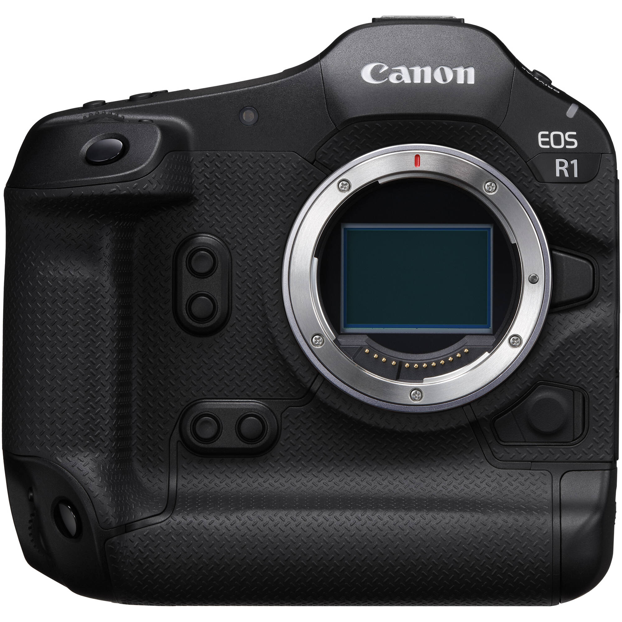 Canon EOS R1 Mirrorless Camera with 24.2MP full-frame stacked sensor, DIGIC X + Accelerator, 40fps shooting, 6K RAW 60p video, advanced deep-learning AF with eye control, 8.5-stop IBIS, Wi-Fi 6E and 2.5G Ethernet.