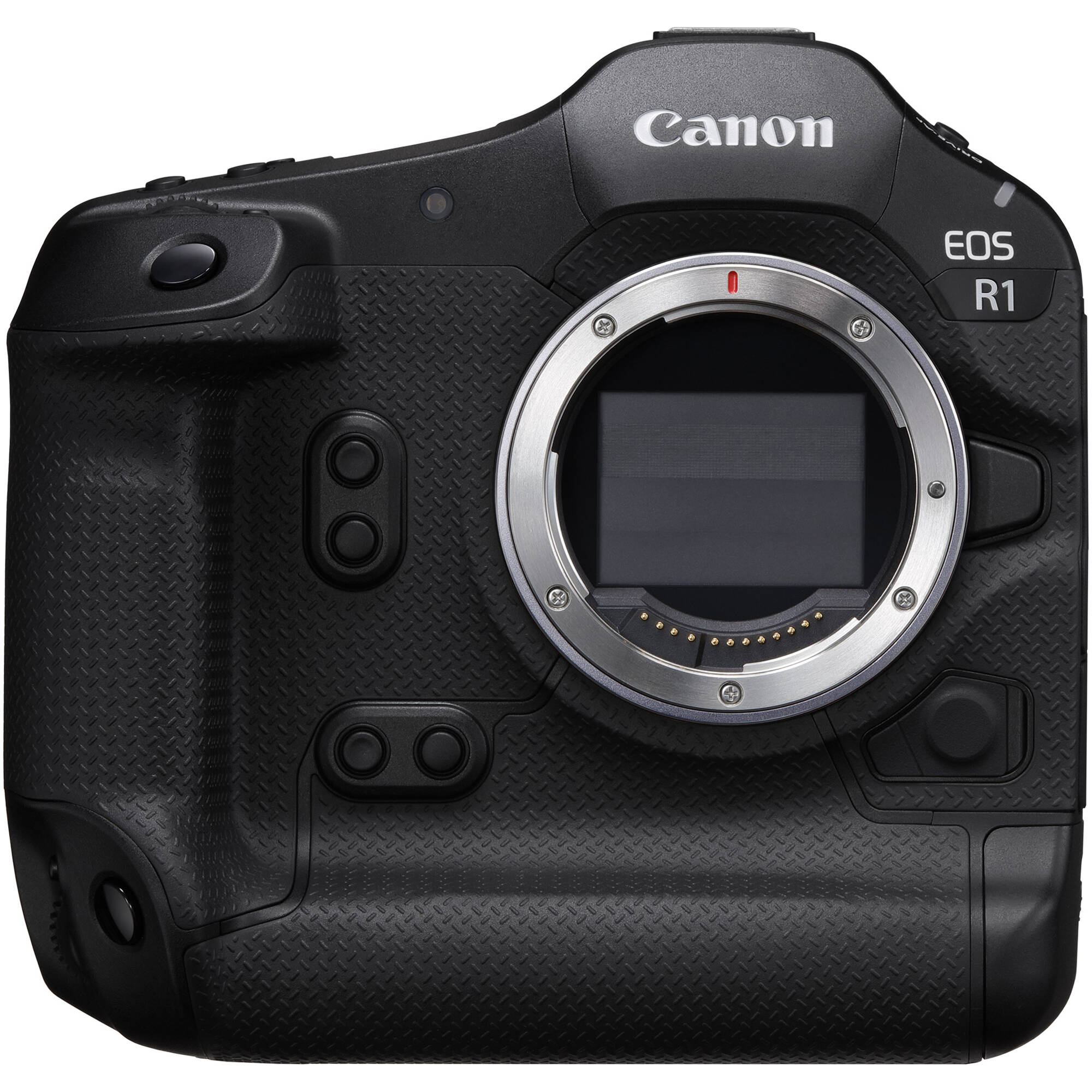 Canon EOS R1 Mirrorless Camera with 24.2MP full-frame stacked sensor, DIGIC X + Accelerator, 40fps shooting, 6K RAW 60p video, advanced deep-learning AF with eye control, 8.5-stop IBIS, Wi-Fi 6E and 2.5G Ethernet.
