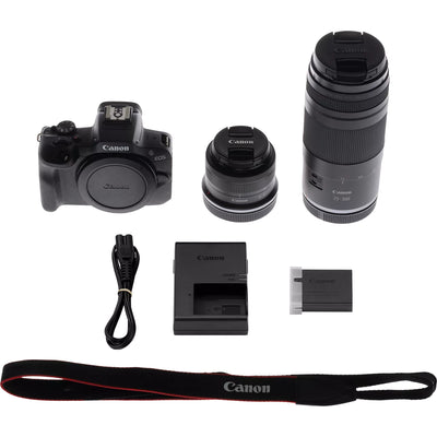 Canon EOS R100 mirrorless camera with twin zoom kit