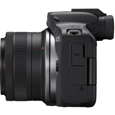 Canon EOS R50 with 18-45mm and 55-210mm lenses and vari-angle touchscreen.