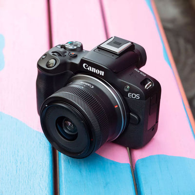 Canon EOS R50 kit with 18-45mm and 75-300mm RF lenses - on display 