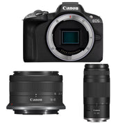 Canon EOS R50 kit with 18-45mm and 75-300mm RF lenses - complete kit