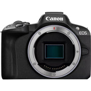 Canon EOS R50 kit with 18-45mm and 75-300mm RF lenses - front view
