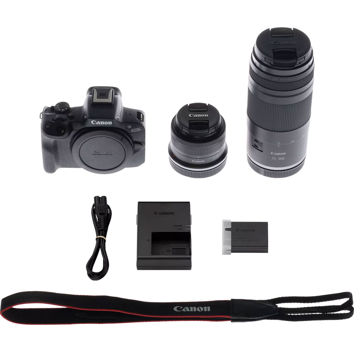 Canon EOS R50 kit with 18-45mm and 75-300mm RF lenses - complete kit 3