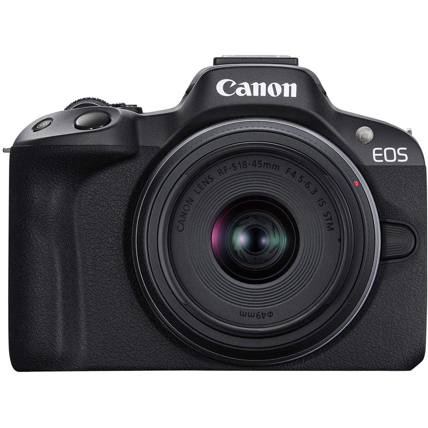 Canon EOS R50 with RF-S 18-45mm lens for travel.