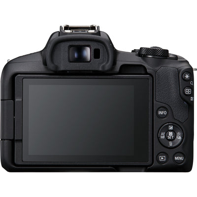 Canon EOS R50 with RF-S 18-45mm lens for travel.