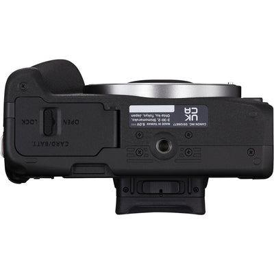 Canon EOS R50 with RF-S 18-45mm lens for travel.