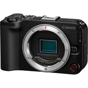 Canon EOS R50 V Content Creator Kit: 24.2MP APS-C sensor, DIGIC X processor, UHD 4K60p cropped video, 6K oversampling, Dual Pixel CMOS AF II, 3" vari-angle touchscreen, Canon Log 3, Wi-Fi, Bluetooth, vertical mount, and RF-S 14-30mm lens included.