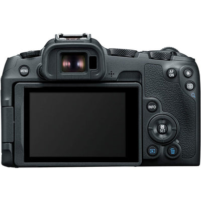 Canon EOS R8 with 24-50mm lens for vlogging and travel.