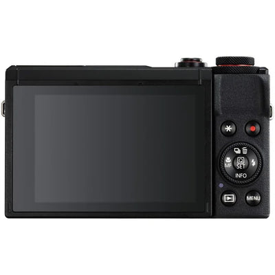 Canon PowerShot G7 X Mark III: 20.1MP 1" stacked CMOS sensor, DIGIC 8 processor, 4.2x optical zoom (24-100mm), f/1.8-2.8 lens, 4K 30p and Full HD 120p video, 20fps shooting, 3" tilting touchscreen, Wi-Fi, Bluetooth, live streaming to YouTube, external mic input, optical image stabilizer.