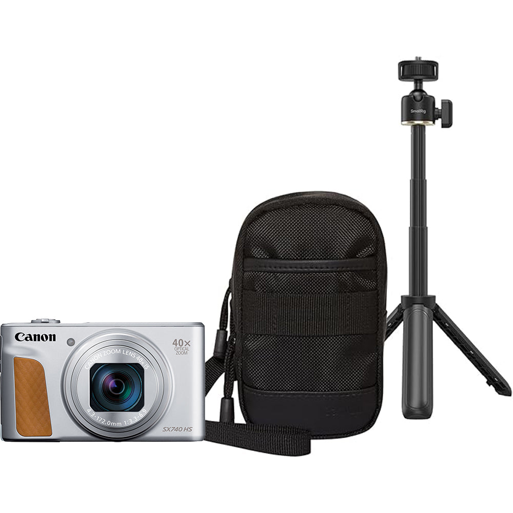Canon SX740 HS Lite camera kit including tripod and travel case