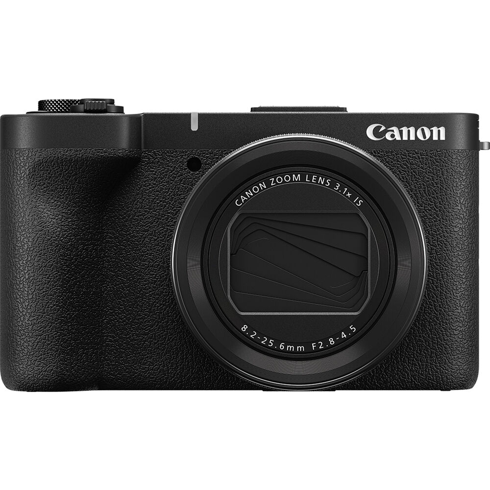 Canon PowerShot V1 Digital Camera: 22MP 1.4" CMOS sensor, 16-50mm f/2.8 lens, 4K 30p full-width and 4K 60p (1.4x crop) video, Dual Pixel CMOS AF II, built-in cooling, 3" vari-angle touchscreen, Canon Log 3, built-in ND filter, USB-C, mic input, headphone output, optical IS, up to 30fps burst.