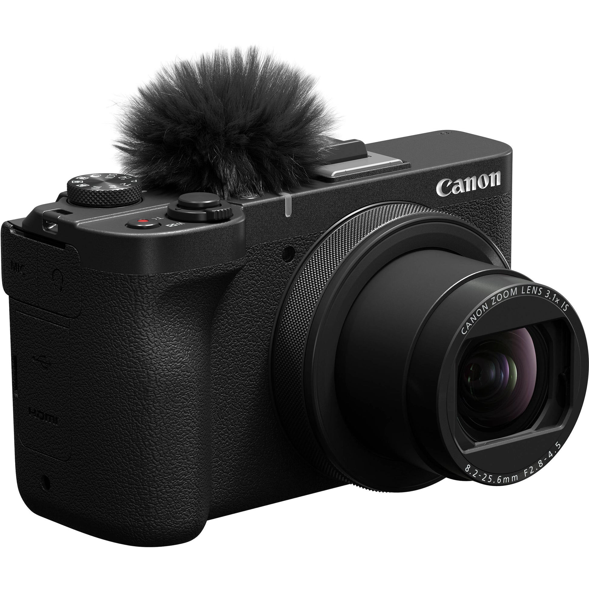 Canon PowerShot V1 Digital Camera: 22MP 1.4" CMOS sensor, 16-50mm f/2.8 lens, 4K 30p full-width and 4K 60p (1.4x crop) video, Dual Pixel CMOS AF II, built-in cooling, 3" vari-angle touchscreen, Canon Log 3, built-in ND filter, USB-C, mic input, headphone output, optical IS, up to 30fps burst.
