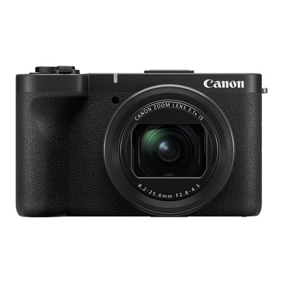 Canon PowerShot V1 Premium Vlogger Kit: 22MP 1.4" CMOS sensor, 16-50mm f/2.8-4.5 lens, 4K 30p full-width and 4K 60p (1.4x crop) video, Dual Pixel CMOS AF II, built-in cooling fan, 3" vari-angle touchscreen, Canon Log 3, built-in ND filter, mic input, headphone output, Wi-Fi, USB-C, 32GB SD card, tripod grip, and windscreen included.