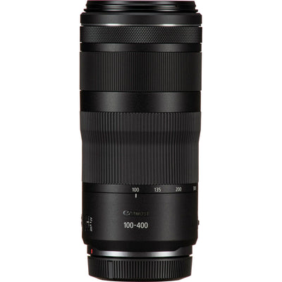 Telephoto Canon RF 100-400 lens, fits on Canon R range cameras without the use of an adapter.