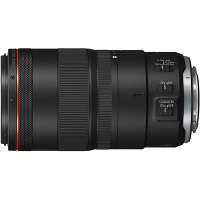 Camera lens with control buttons on a white background