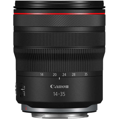Canon RF 14-35mm f/4L IS USM ultra-wide zoom lens – lightweight, sharp, and stabilized for landscapes, interiors, and travel.