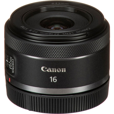 Canon RF 16mm f/2.8 STM ultra-wide-angle lens with compact design and smooth STM autofocus