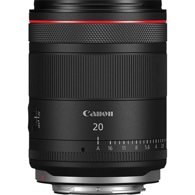 Canon RF 20mm f/1.4L VCM ultra-wide-angle lens with bright aperture, advanced optics, and smooth VCM autofocus