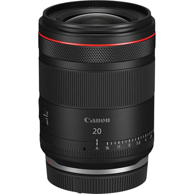 Canon RF 20mm f/1.4L VCM ultra-wide-angle lens with bright aperture, advanced optics, and smooth VCM autofocus