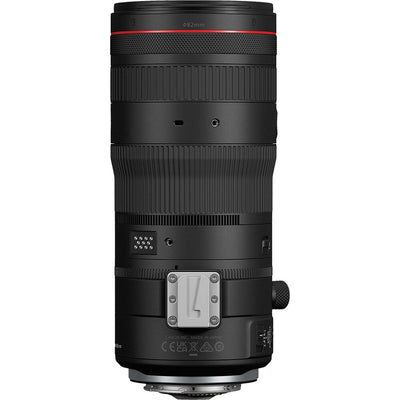 Camera lens with brand logo on a white background