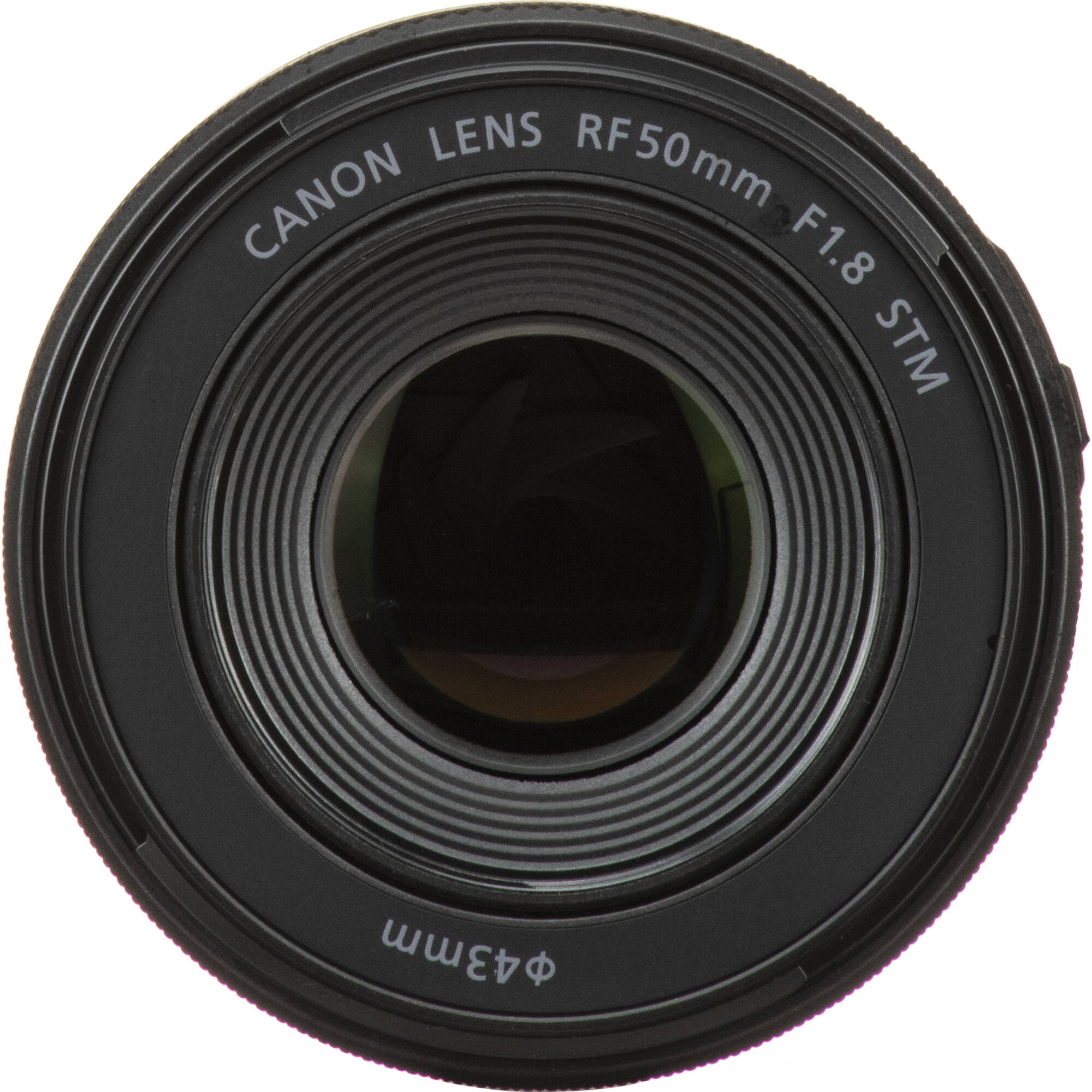 Compact Canon RF 50mm f/1.8 STM prime lens for mirrorless cameras, featuring a sleek black design and configurable control ring.