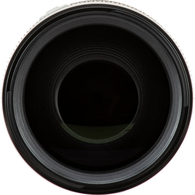 Close-up of a camera lens on a white background