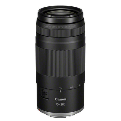 Canon camera lens with model number 75-300 on a white background