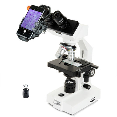 Celestron NexGo DX 2-axis smartphone adapter with Bluetooth remote for telescopes and microscopes