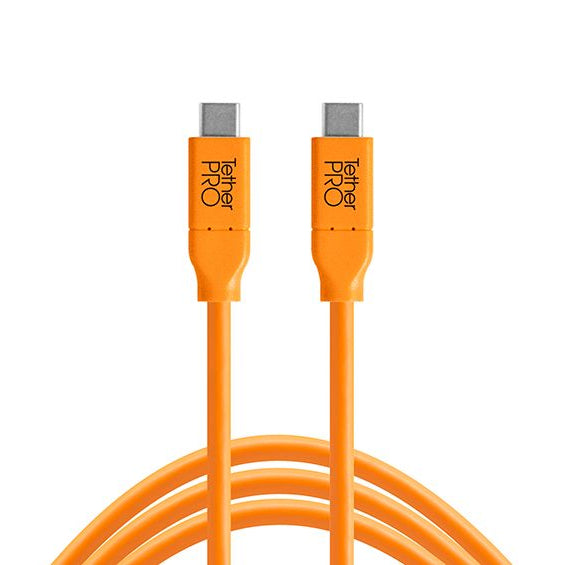 Tether Tools TetherPro USB-C Male to USB-C Male Cable (4.6 m Orange) for high-speed tethered photography connections.
