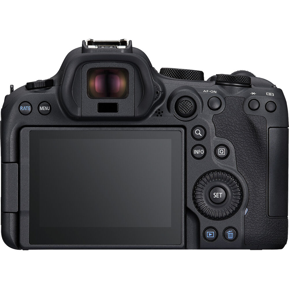 Canon EOS R6 Mark II mirrorless camera with 24.2MP sensor, fast autofocus, and 4K 60p video for photography and multimedia creation