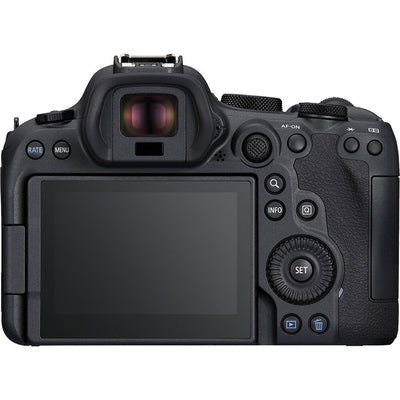 Canon EOS R6 Mark II mirrorless camera with 24.2MP sensor, fast autofocus, and 4K 60p video for photography and multimedia creation