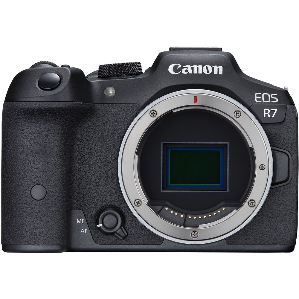 Canon EOS R7 mirrorless camera with 32.5MP APS-C sensor and Dual Pixel CMOS AF II for fast-action photography and 4K video