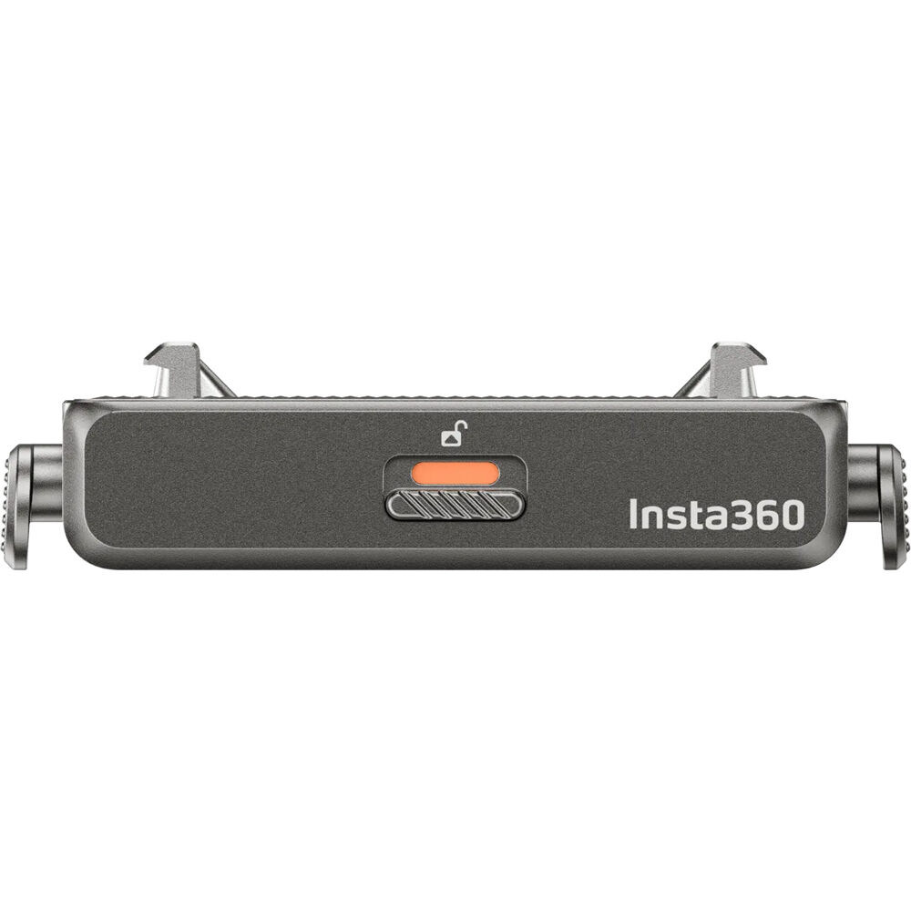 Ultra-thin magnetic quick release mount for Insta360 X5 with secure sliding lock, 1/4” tripod compatibility, designed to stay invisible in 360° shots and enable rapid camera changes.
