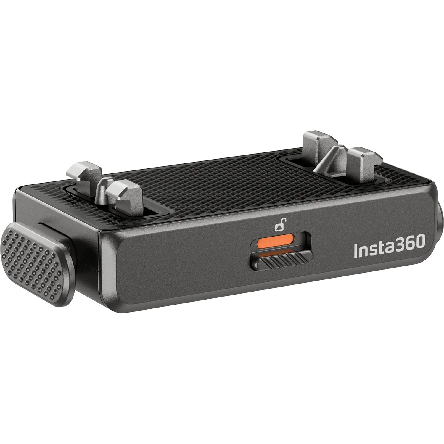 Ultra-thin magnetic quick release mount for Insta360 X5 with secure sliding lock, 1/4” tripod compatibility, designed to stay invisible in 360° shots and enable rapid camera changes.
