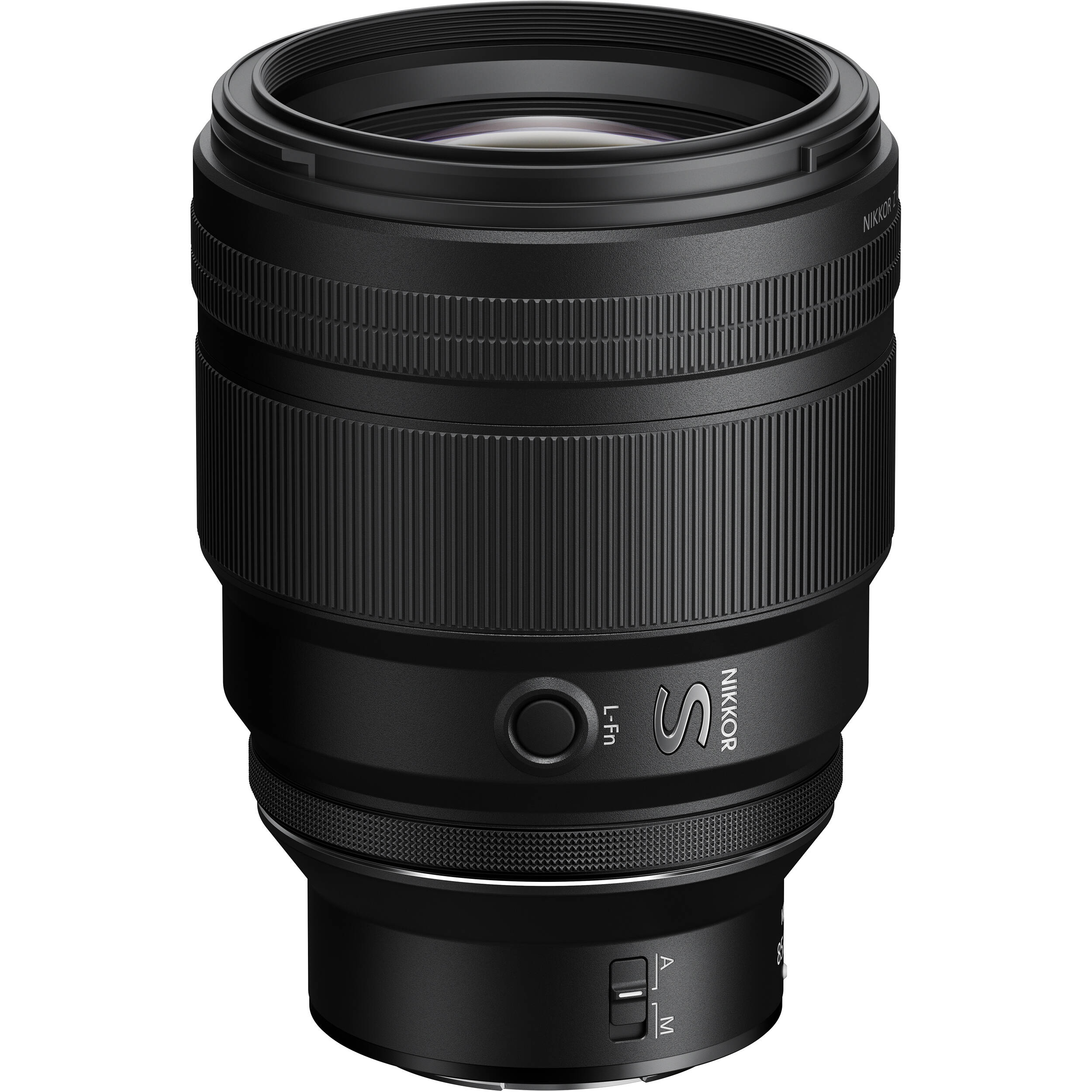 Nikon Nikkor Z 85mm f/1.2 S lens on a white background